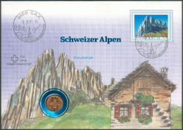 Suisse/Schweiz Numisbrief 1 Rappen 1986 "Schweizer Alpen" UNC. + Zertifikat - 1 Rappen
