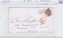 Ireland Cavan 1876 Cover To Pennsylvania With 2½d Rosy Mauve Plate 2 Tied CAVAN/126 Duplex For FE 22 - Timbres-taxe