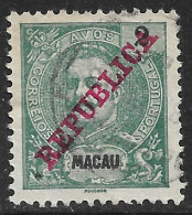 Macao Macau – 1911 King Carlos Overprinted REPUBLICA 2 Avos Used Stamp - Used Stamps