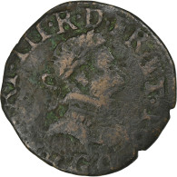 France, Henri III, Double Tournois, 1583, Poitiers, Cuivre, TB, CGKL:96 - 1574-1589 Henri III