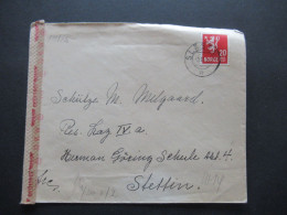 Norwegen 1942 POW Kriegsgefangenenpost Zensurstreifen OKW Zensur Skarnes - Res.Lazarett IV Stettin Hermann Göring Schule - Briefe U. Dokumente