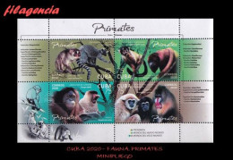 CUBA MINT. 2020-06 FAUNA. PRIMATES. HOJA BLOQUE - Unused Stamps