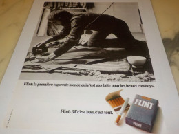 ANCIENNE  PUBLICITE  PAS FAITES POUR LES BEAUX COWBOYS CIGARETTE FLINT  1972 - Other & Unclassified