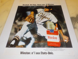 ANCIENNE PUBLICITE BASEBALL HOT DOGS HOME RUNS  AND CIGARETTE WINSTON 1972 - Other & Unclassified