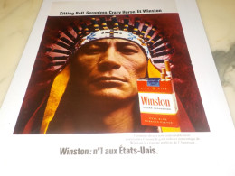 ANCIENNE PUBLICITE SITTING BULL GERONIMO CRAZY HORSE  ET CIGARETTE WINSTON 1972 - Otros & Sin Clasificación