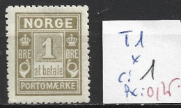 NORVEGE TAXE 1 * Côte 1 € - Unused Stamps