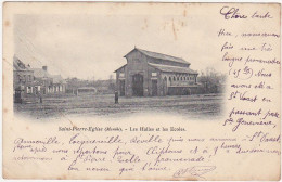 50 - Saint-Pierre-Eglise (Manche) - Les Halles Et Les Ecoles - Carte Précurseur - Saint Pierre Eglise