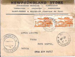 SPM N° 338x2 S/L.DE ST PIERRE ET MIQUELON/25.4.50  POUR LE CANADA - Covers & Documents