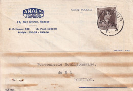 ANALIS Namur 14 Rue Dewez Namur  1953 - Lettres & Documents