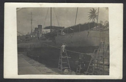 CPA Saint Pierre Et Miquelon Carte Photo RPPC Voir Scan Du Dos Navire De Guerre REGULUS Raliant Miquelon RARE - Saint-Pierre Und Miquelon