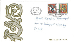 Norway Norge 1974 Christmas: Folk Art, Rose Paintings, Equestrian; Detail Painted Box ,  Rosette  MI 693 - 694 , FDC - Lettres & Documents