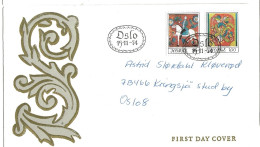 Norway Norge 1974 Christmas: Folk Art, Rose Paintings, Equestrian; Detail Painted Box ,  Rosette  MI 693 - 694 , FDC - Brieven En Documenten