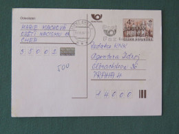 Czech Republic 1999 Stationery Postcard 4 Kcs "Prague 1998" Sent Locally From Cheb, EMS Slogan - Brieven En Documenten