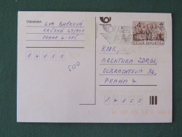 Czech Republic 1999 Stationery Postcard 4 Kcs "Prague 1998" Sent Locally From Prague, EMS Slogan - Briefe U. Dokumente