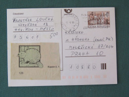 Czech Republic 1999 Stationery Postcard 4 Kcs "Prague 1998" Sent Locally - Briefe U. Dokumente