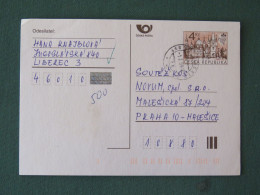 Czech Republic 1999 Stationery Postcard 4 Kcs "Prague 1998" Sent Locally - Briefe U. Dokumente