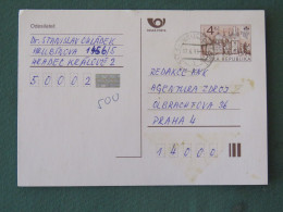 Czech Republic 1999 Stationery Postcard 4 Kcs "Prague 1998" Sent Locally - Briefe U. Dokumente