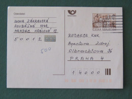 Czech Republic 1999 Stationery Postcard 4 Kcs "Prague 1998" Sent Locally - Briefe U. Dokumente