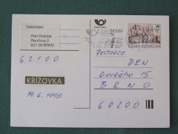 Czech Republic 1998 Stationery Postcard 4 Kcs "Prague 1998" Sent Locally From Brno, EMS Slogan - Briefe U. Dokumente