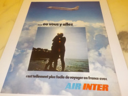 ANCIENNE PUBLICITE EN FRANCE AVEC   AIR INTER 1972 - Autres & Non Classés