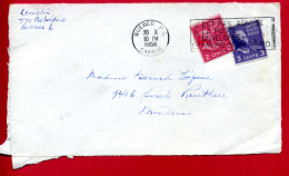 1956 -De Quebec Pour Montréal - Timbre Des USA - Oblit  "N'EST PAS ADMISE A LA POSTE L'ENVELOPPE DE MOINS DE 4x2 1/4" - Brieven En Documenten