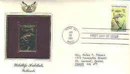 US Blue Heron FDC Cover With Gold Stamp Replica Avec Timbre En Or ( A80 396) - Grues Et Gruiformes
