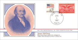 American Constitution James McClurg Replaces Patrick Henry Apr 5 1787 Cover ( A82 41) - Unabhängigkeit USA