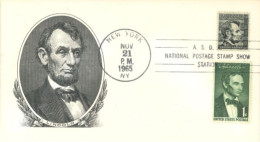 U.S.A.. -1965 -  SPECIAL STAMPS COVER  OF LINCOLN, AT NATIONAL POSTAGE STAMP SHOW STATION , NEW YORK - Lettres & Documents