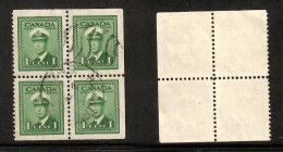 CANADA   Scott # 249 USED BOOKLET PANE Of 4---NO LABELS (CONDITION AS PER SCAN) (CAN-209) - Pages De Carnets