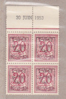 1953 Nr PRE627** Zonder Scharnier,blokje Van 4:Roest-zie Scans.Heraldieke Leeuw:20c. - Typos 1951-80 (Chiffre Sur Lion)