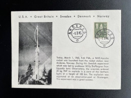 NORWAY NORGE 1965 SPECIAL COVER NIKE-APACHE ROCKET LAUNCH ANDENES 01-03-1965 NOORWEGEN SPACE - Lettres & Documents