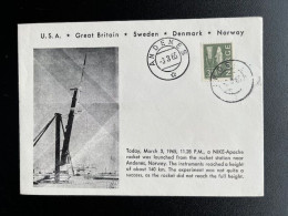 NORWAY NORGE 1965 SPECIAL COVER NIKE-APACHE ROCKET LAUNCH ANDENES 03-03-1965 NOORWEGEN SPACE - Lettres & Documents