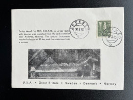 NORWAY NORGE 1965 SPECIAL COVER ARCAS ROCKET LAUNCH ANDENES 16-03-1965 NOORWEGEN SPACE - Briefe U. Dokumente
