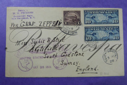 Luftschiff Graf ZEPPELIN Oct 28 1928 W.H.PECKMAN Davenport To Sophie B.Steel S.Godstone Nov 3 1928 First Flight Air Mail - Airmail & Zeppelin