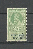 INDIA Brokers Note Revenue Tax, 2 A., O - Official Stamps