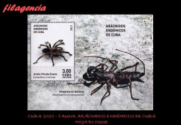 CUBA MINT. 2021-09 FAUNA. ARÁCNIDOS ENDÉMICOS DE CUBA. HOJA BLOQUE - Neufs