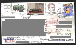 China Train Card With Recent Stamps Sent To Peru - Gebruikt