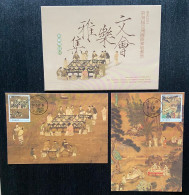 Folder Taiwan 2015 30th Asian Stamp Exhi -Literary Gatherings Painting Wine Tea Calligraphy Rock Lute Music - Maximum Cards