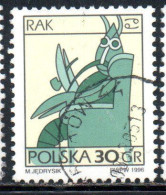 POLONIA POLAND POLSKA 1996 SIGNS OF THE ZODIAC CANCER 30g USED USATO OBLITERE' - Used Stamps