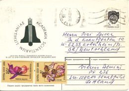 USSR (Lithuania) Postal Stationery Cover Uprated And Sent To Netherlands 30-7-1991 With Topic Stamps ORCHIDS - Brieven En Documenten