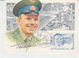 Russia Ussr - Yuri Gagarin First Day Cover Stamp / Premiere Jour 1984 Cosmonaut Spaceman Cosmos Space Maximum Card - Brieven En Documenten