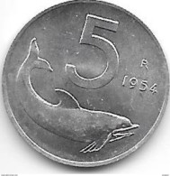 Italy 5 Lire 1954  Km 92  Unc !!!! - 5 Lire