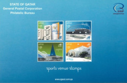 QATAR  - 2006, POSTAL STAMP BULETIN OF SPORTS VENUE STAMPS AND TECHNICAL DETAILS. - Qatar