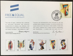 UNITED NATIONS 2016 ~ Equality For Lesbian, Gay, Bi-Sexual, Transgender ~ Souvenir Card Vienna With FDC ~ LGBT - New York/Geneva/Vienna Joint Issues