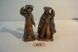 C65 2 Authentiques Statues En Plâtre Grataloup - Gips