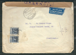ESPAGNE 1937 Lettre. Censurée De Elche Alicante Pour Casablanca Maroc - Nationalistische Censuur