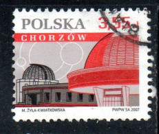 POLONIA POLAND POLSKA 2007 NICOLAUS COPERNICUS PLANETARIUM CHORZOW 3.55z USATO USED OBLITERE' - Oblitérés