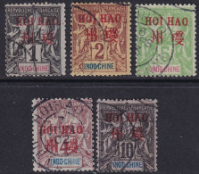 French Offices Hoi-Hao 1901 Sc 1-5 Yt 1-5 Partial Set Low Values Used - Gebruikt