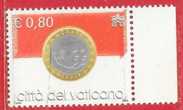 Vatican N°1355 Euro Drapeau Monaco 0€80 2004 ** - Unused Stamps