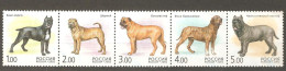 Russia: Full Set Of 5 Used Stamps In Strip, Fauna. Dogs, 2002, Mi#971-5 - Usati